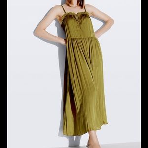 Zara NWT flowy satin effect dress